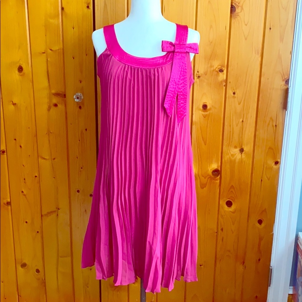 LAST CHANCE Robbie Bee Pleated fuchsia pink dress